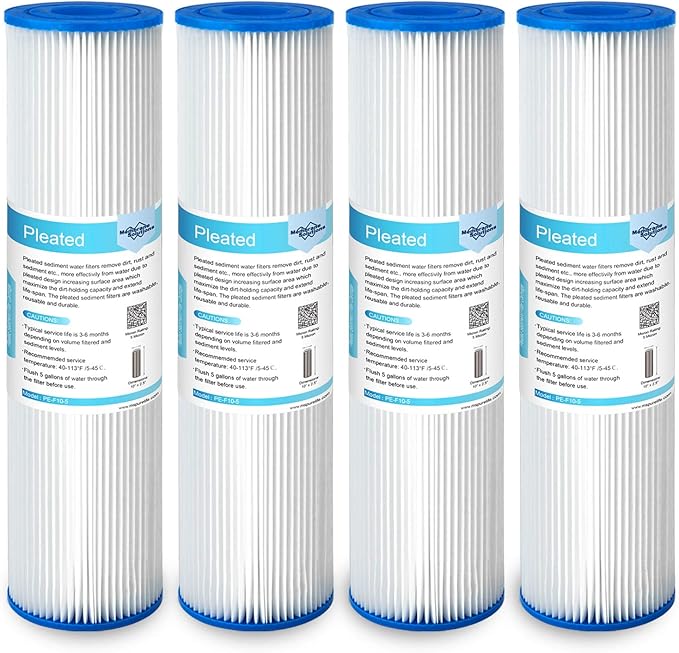 Membrane Solutions 5 Micron Pleated Polyester Sediment Water Filter 10"x2.5" by MembraneSolutions