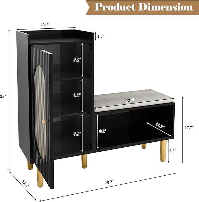 HLR Storage Bench Set of 2, L-Shaped Storage Cabinet