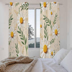 Spring Daisy Kitchen Curtains, Country Watercolor Flower Leaf Plant Light - Image 4