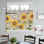 Farm Flowers Kitchen Curtains 45 Inch Length, Short Cafe Window Curtains Tab Top - Image 4