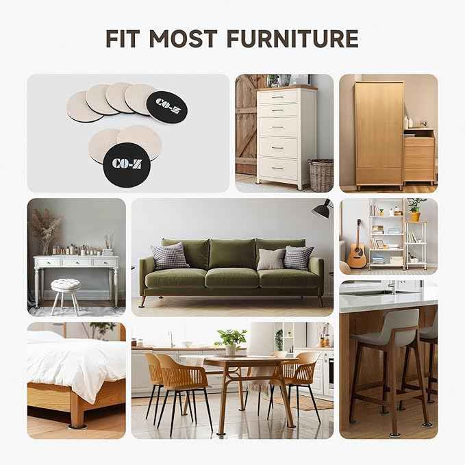 CO-Z 8pcs Felt Furniture Sliders