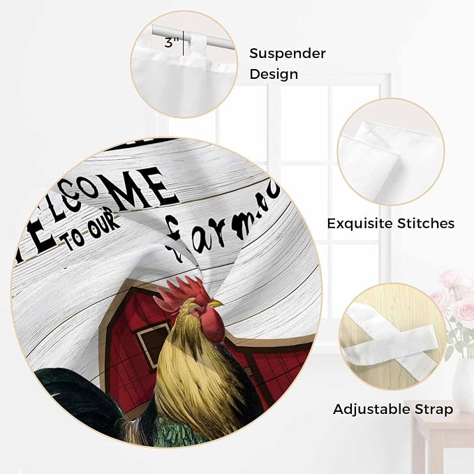 Farmhouse Rooster Living Room Curtains 84 Inch Length, Window Curtains Tab Top - Image 6