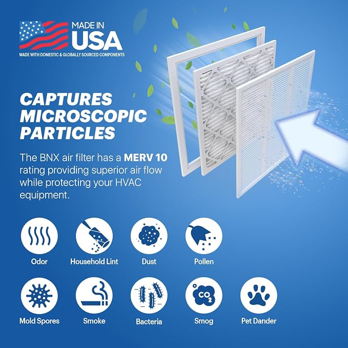 BNX TruFilter 20x24x1 MERV 10 AC Furnace Air Filter - Image 3