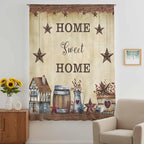 Farm Sheer Curtains 45 Inch Length American Country Barn Star Vintage Berry - Image 5
