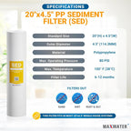 Max Water 1 Micron 20 x 4.5 Sediment Filter - Image 2