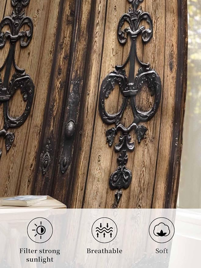Sheer Curtains 84 Inches Long, Barn Door Semi Sheer Curtains Light Filtering - Image 6