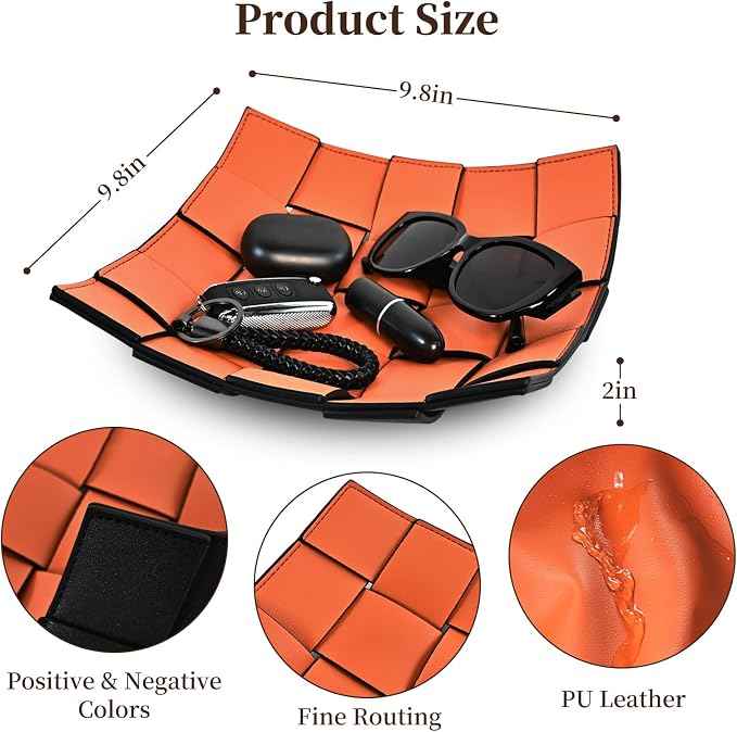 Valet Tray PU Leather Key Holder Bowl