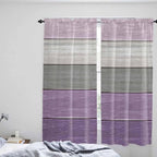 Country Wood Board Gray Purple Window Valance Curtains, Farmhouse Gradient - Image 8