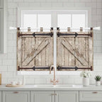 Farmhouse Wood Grain Kitchen Curtains 24 Inch Length, Small Window Curtains Tab - Image 3