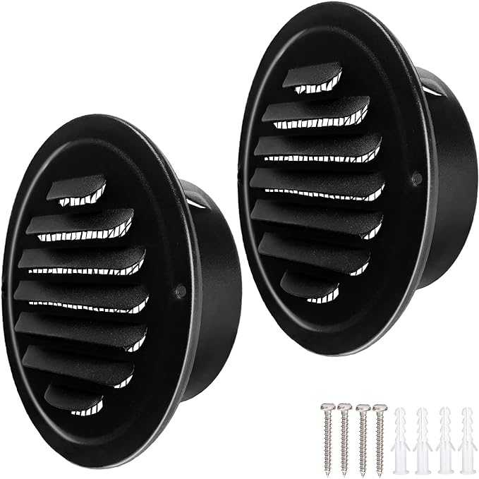 4 Inch Black Soffit Vent Cover, LouanXpert Stainless Steel Round Air Vent Cover by LouanXpert