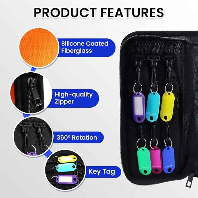 Key Organizer, Zippered Key Case, Fireproof and Waterproof Key Binder