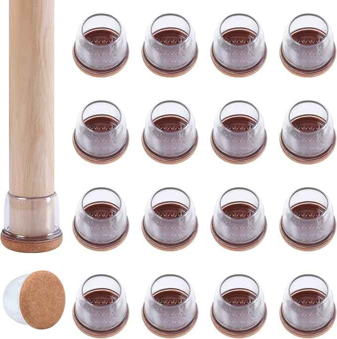 Ezprotekt 24 Pcs Clear Silicone Chair Leg Floor Protectors