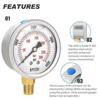 0-4000 Psi Glycerin Liquid Filled Hydraulic High Pressure Gauge, 2.5" Dial Size - Image 4