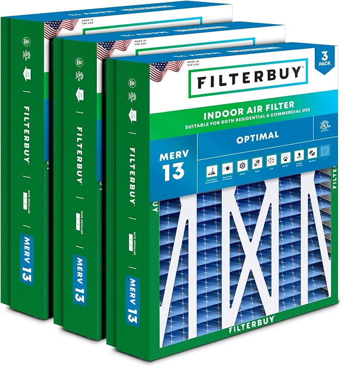 Filterbuy 21x27x5 Air Filter MERV 13 Optimal Smoke & Allergy Defense, Pleated by Filterbuy