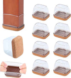 Ezprotekt 8 Pcs Rectangle Clear Silicone Chair Leg Floor Protectors, Rectangle