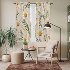 Spring Daisy Kitchen Curtains, Country Watercolor Flower Leaf Plant Light - Image 7