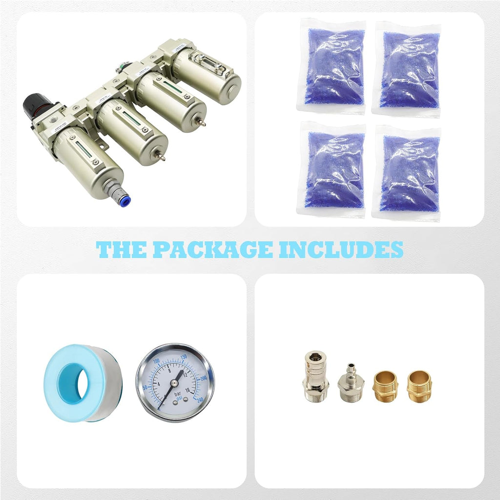 3/4" NPT Industrial Grade 4 Stage Gas Drying System Auto Drain