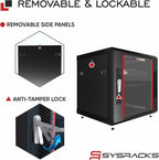 Sysracks 12U Wall Mount Server Rack Cabinet, 19” Locking Network Rack, 24” Deep - Image 5