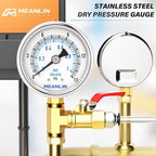MEANLIN MEASURE 0~15Psi Dry Low Pressure Gauge Stainless Steel 1/" NPT 2" FACE - Image 7