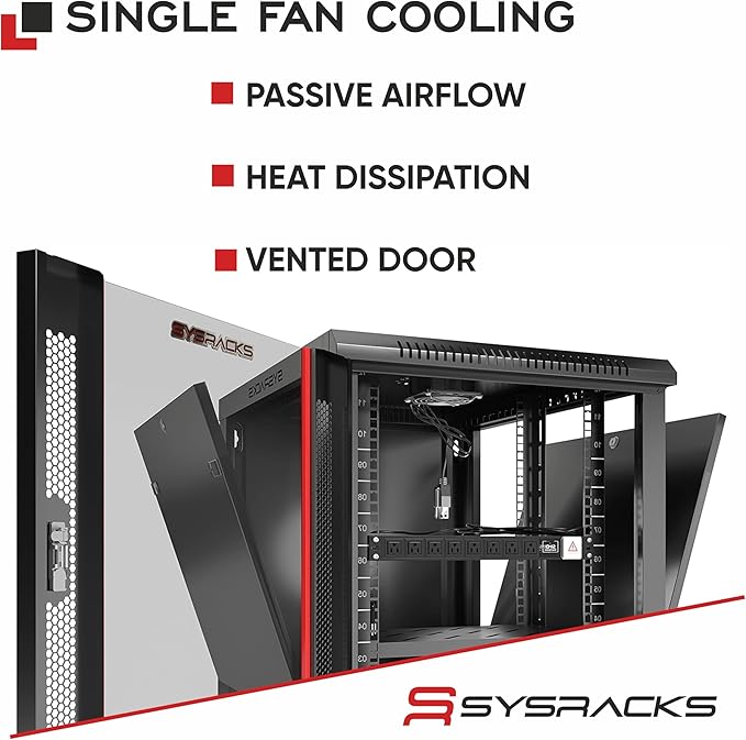 Sysracks 22U Wall Mount Server Rack Cabinet, 19” Locking Network Rack, 24” Deep - Image 2