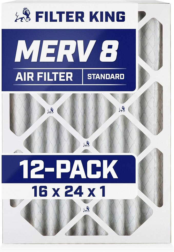 Filter King 16x24x1 Air Filter | 12-PACK | MERV 8 HVAC Pleated A/C Furnace by FilterKing