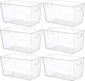 Vtopmart 6 PCS Clear Plastic Storage Bins, Pantry Organizer Containers