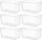 Vtopmart 6 PCS Clear Plastic Storage Bins, Pantry Organizer Containers