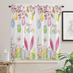Happy Easter Bedroom Curtains 63 Inches length, Spring Watercolor Bunny Eggs - Image 2