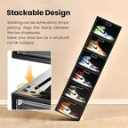 8 Pack Shoe Boxes Black Plastic Stackable, Large Shoe Storage Organizer