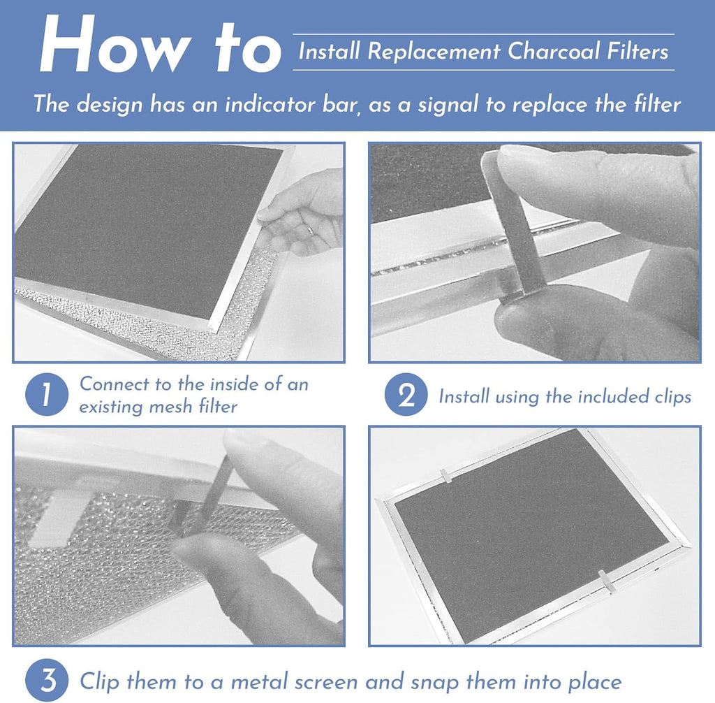 HPF30 Charcoal Filter with Mounting Clips for Broan Range Hood