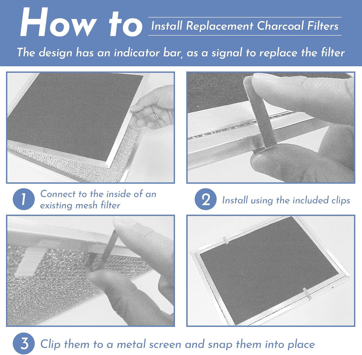 HPF30 Charcoal Filter with Mounting Clips for Broan Range Hood
