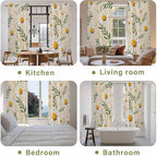 Spring Daisy Kitchen Curtains, Country Watercolor Flower Leaf Plant Light - Image 8