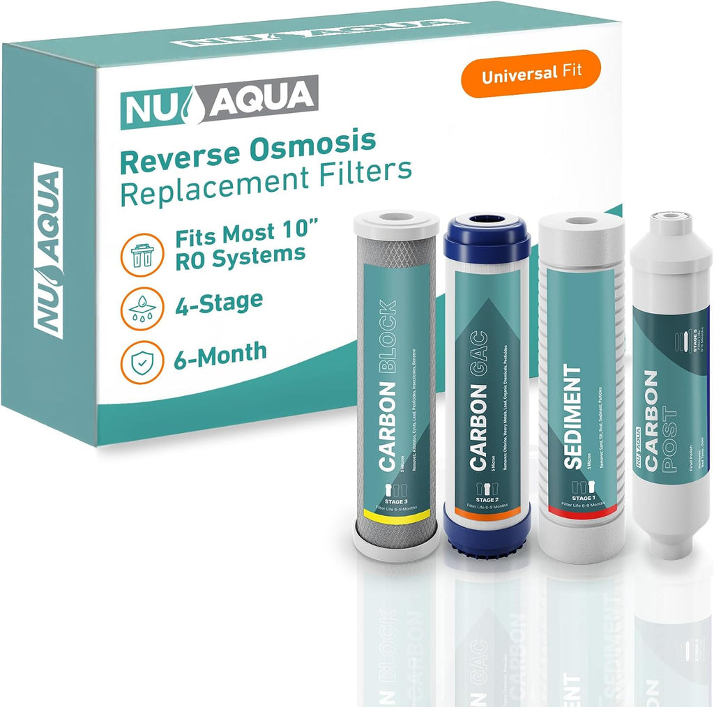 NU Aqua Reverse Osmosis Filter Replacement Set - 4 Stage RO Under Sink