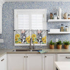 Farmhouse Half Window Curtains 24 Inches Long, Watercolor Sunflowers Animals - Image 2