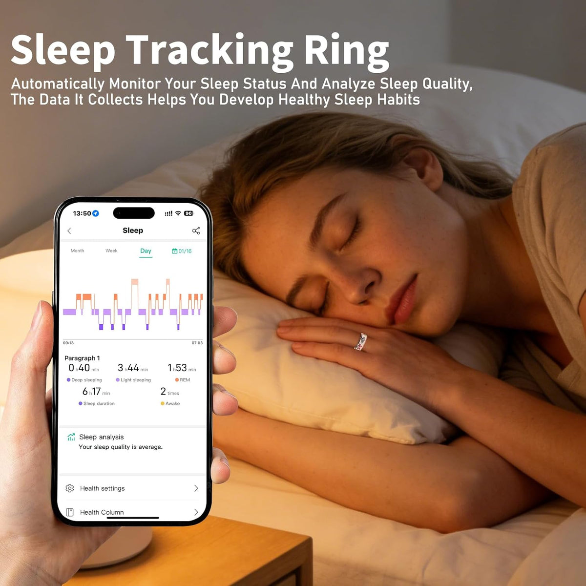 Smart Ring for Women Fitness Ring, No Subscription Fee Enamel Rose