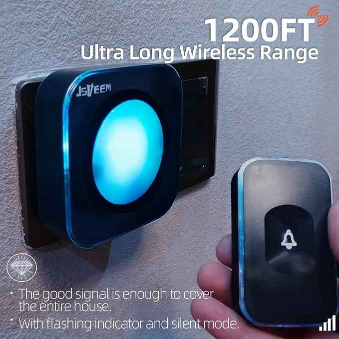 Wireless Doorbell JSIEEM 1200 feet Waterproof Door Bells & Chimes Wireless