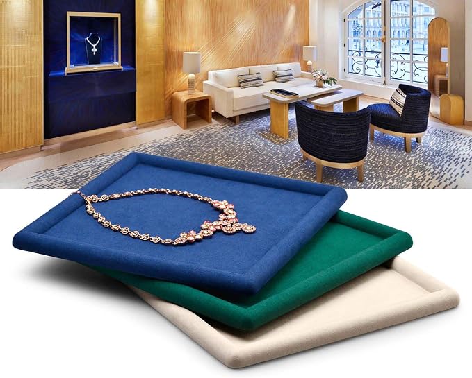 Oirlv Top Microfiber Jewelry Tray Square Nightstand Organizer Rings Earrings - Image 8