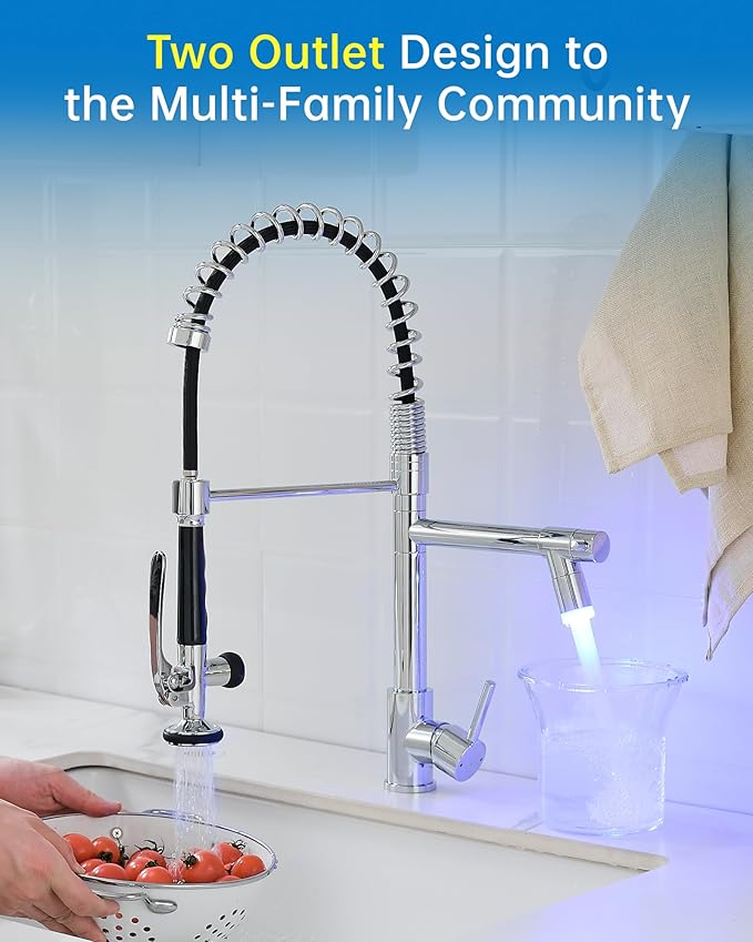 Fapully Kitchen Faucet with Pull Down Sprayer, Commercial Single Handle Kitchen - Image 2