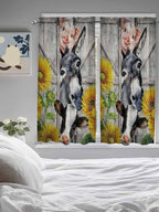 Farmhouse Living Room Curtains 72 Inches length, Vintage Sunflowers Animals - Image 5