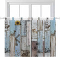 Blue Grey Wooden Bedroom Curtains 63 Inch Length, Window Curtains Tab Top by Unknown