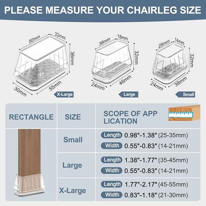 24PCS Rectangular Chair Leg Floor Protectors