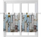 Blue Grey Wooden Kitchen Curtains 36 Inch Length, Small Window Curtains Tab Top by Unknown