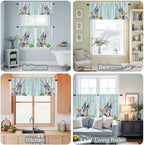 Easter Kitchen Curtain Set, Spring Rabbit Botanical Carrots Green Wooden Grain - Image 7