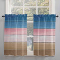 Blue Pink Brown Gradient Wood Grain Window Valance Curtains, Vintage Wood Board by IDOWMAT