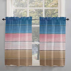 Blue Pink Brown Gradient Wood Grain Window Valance Curtains, Vintage Wood Board - Image 7