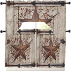 Country Star Swag Kitchen Curtains Valance and Tier Set, VintageRust Yellow by Unknown