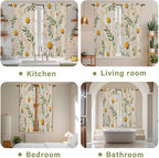 Spring Daisy Kitchen Curtains, Country Watercolor Flower Leaf Plant Light - Image 8