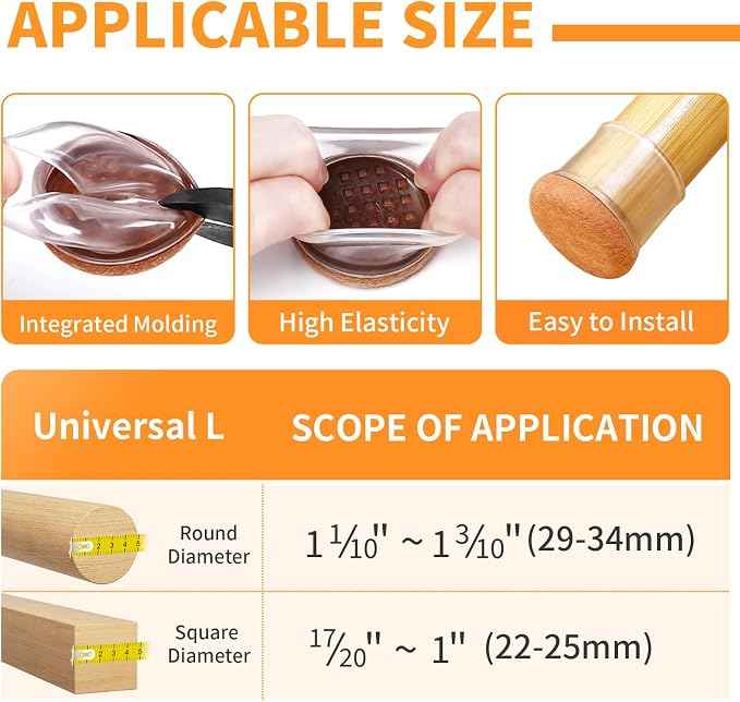 Ezprotekt 24 Pcs Clear Silicone Chair Leg Floor Protectors