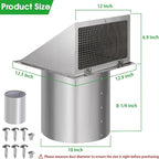 10 Inch Wall Vent Exhaust Vent Cover, Hooded Wall Vent - Image 2