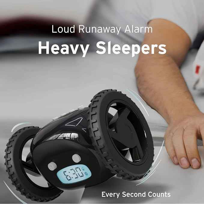 CLOCKY Extra Loud Alarm Clock for Heavy Sleepers on Wheels Rolls Runaway